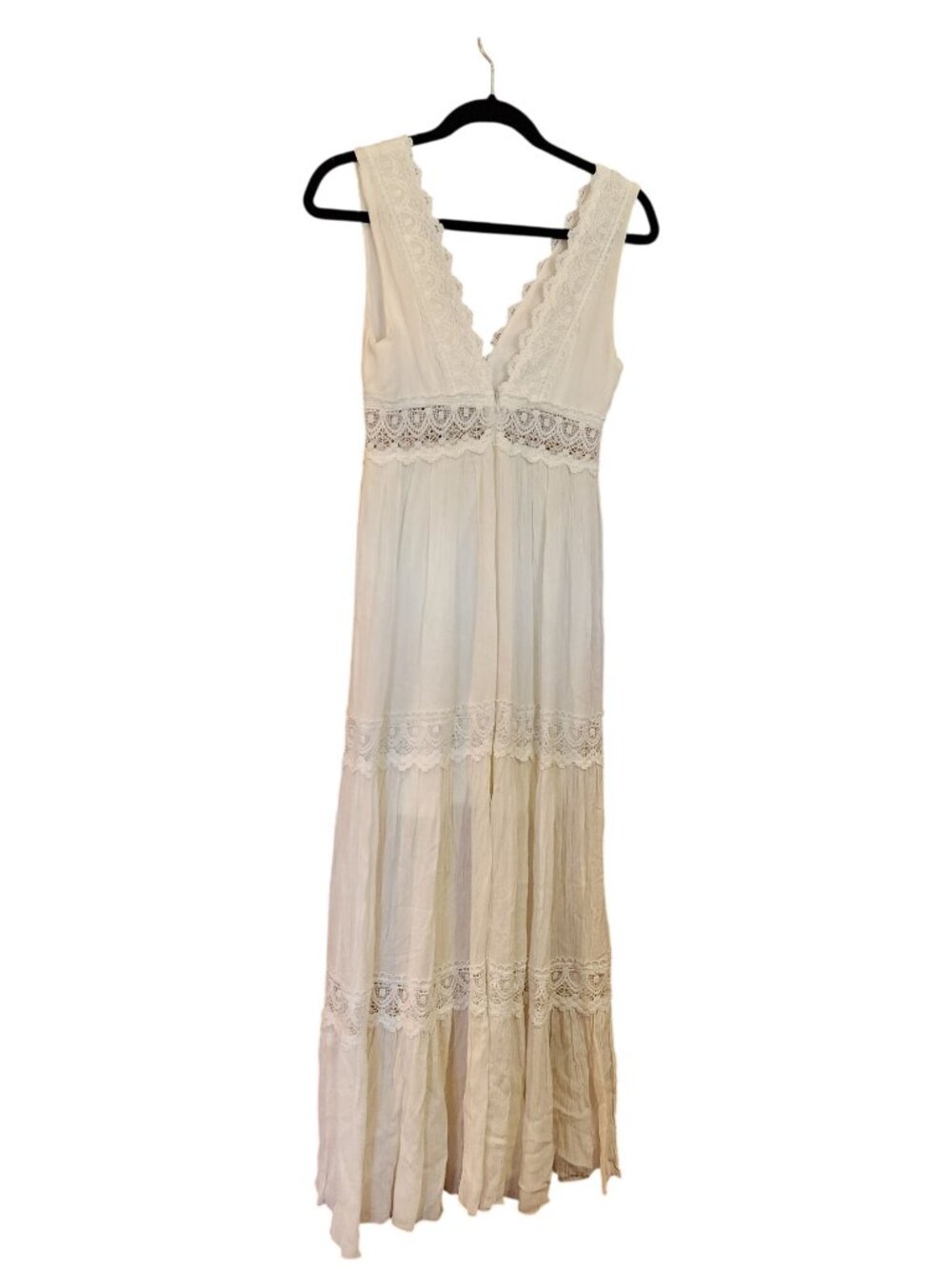 Anthropologie Altar'd State Off White Crepe Lace Maxi Dress Boho Womens Size S - Picture 2 of 3